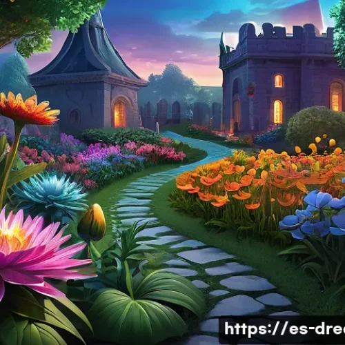 꿈의정원 PvP 시즌 보상 - **A fantastical garden battlefield at twilight, illustrating the magic of synergy in a strategic car...